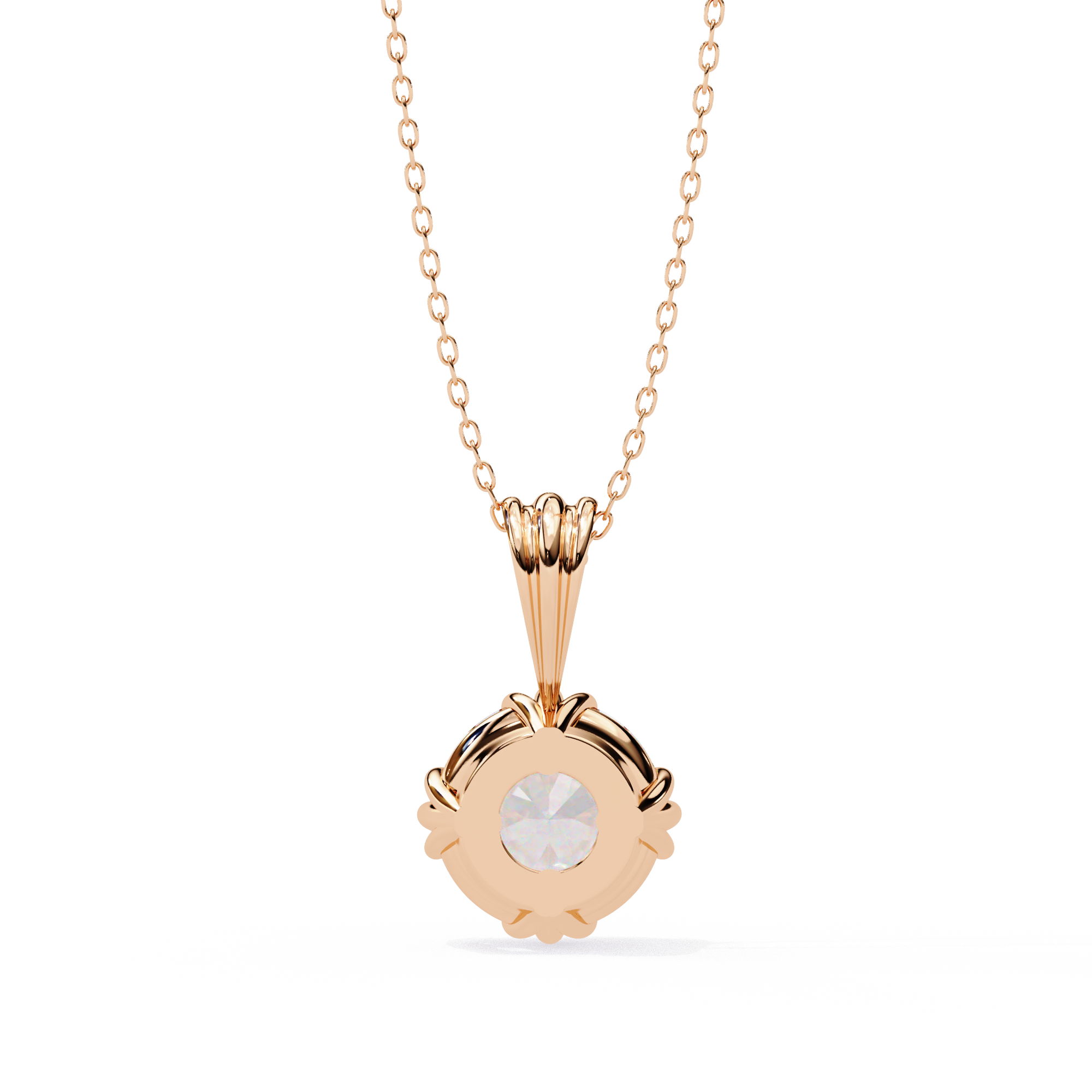 Classic Trinity Claw Prong Basket Round Lab Created Diamond Solitaire Necklace
