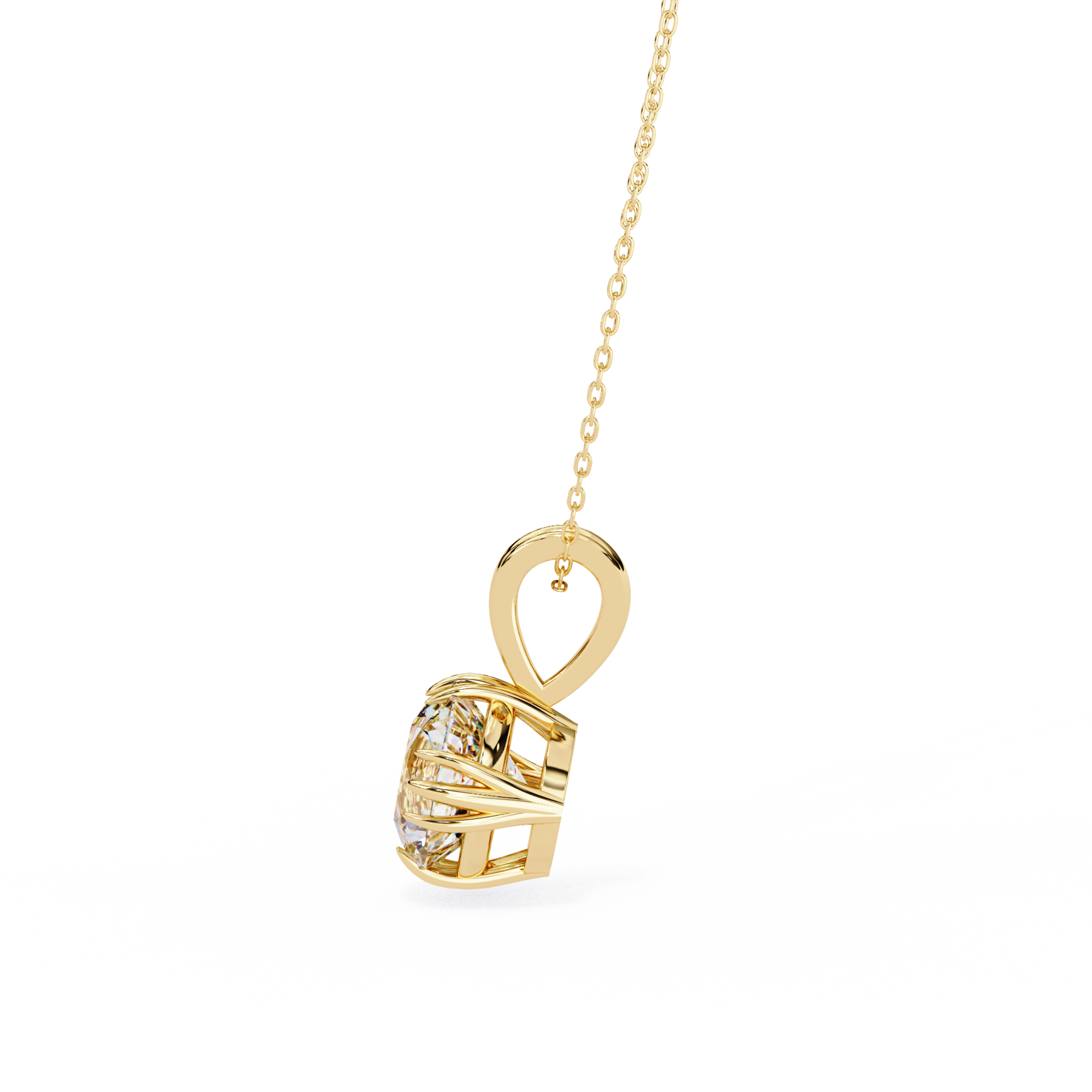 Classic Trinity Claw Prong Basket Round Lab Created Diamond Solitaire Necklace