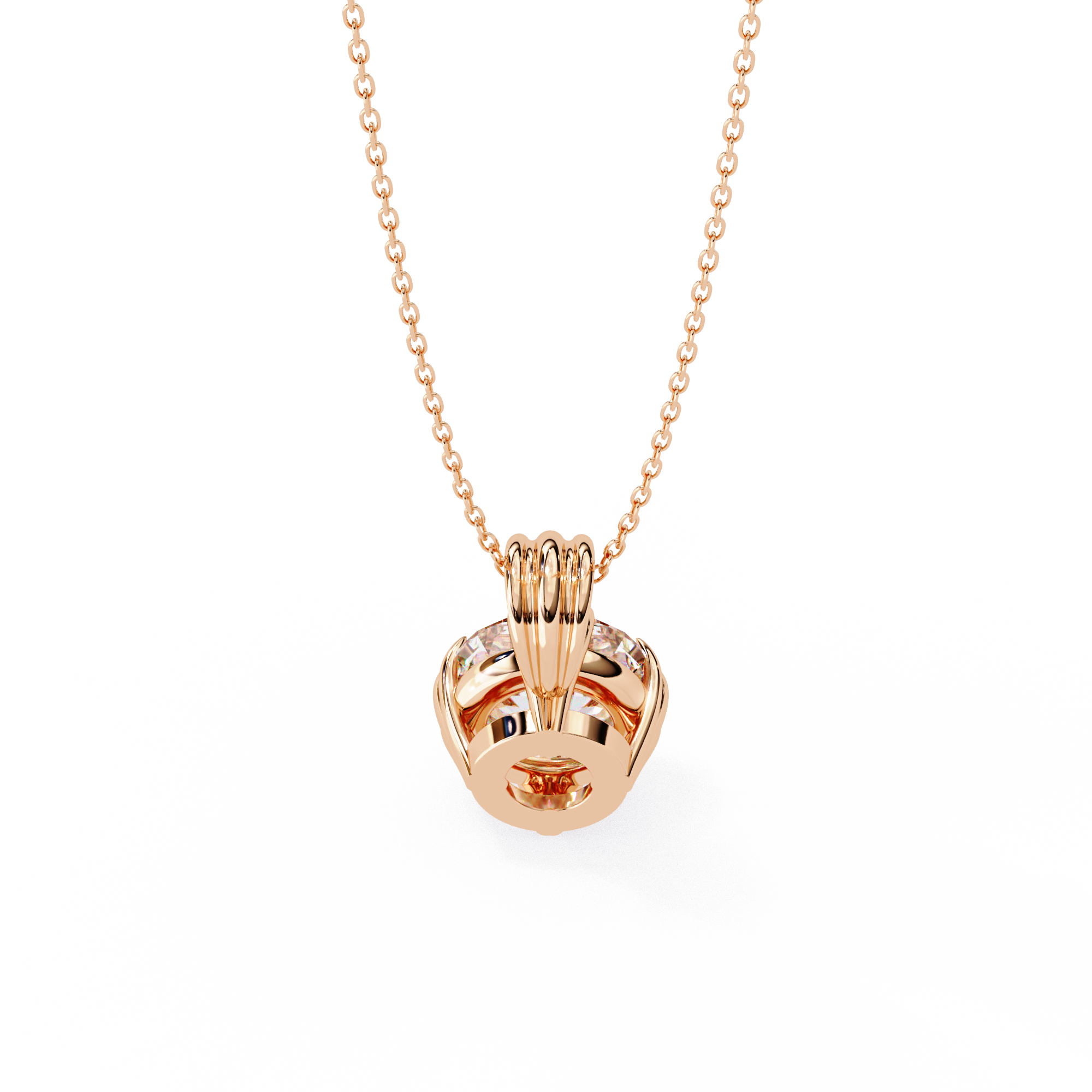 Classic Trinity Claw Prong Basket Round Lab Created Diamond Solitaire Necklace